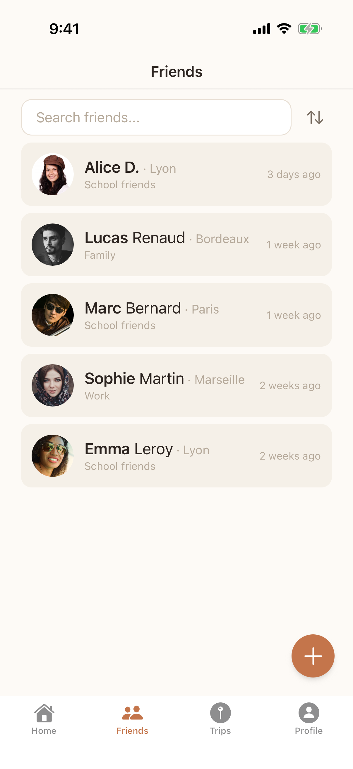 Keepkin friends screen: your closest people and when you last talked
