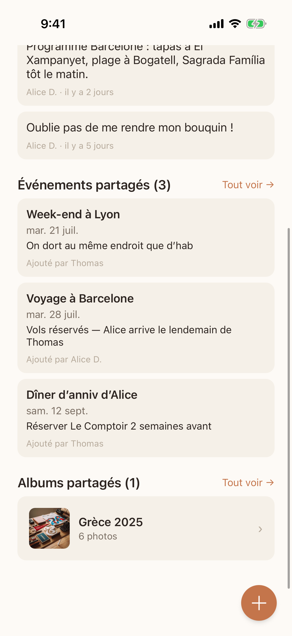 Votre espace partagé : notes, événements et albums, rien qu’à vous deux
